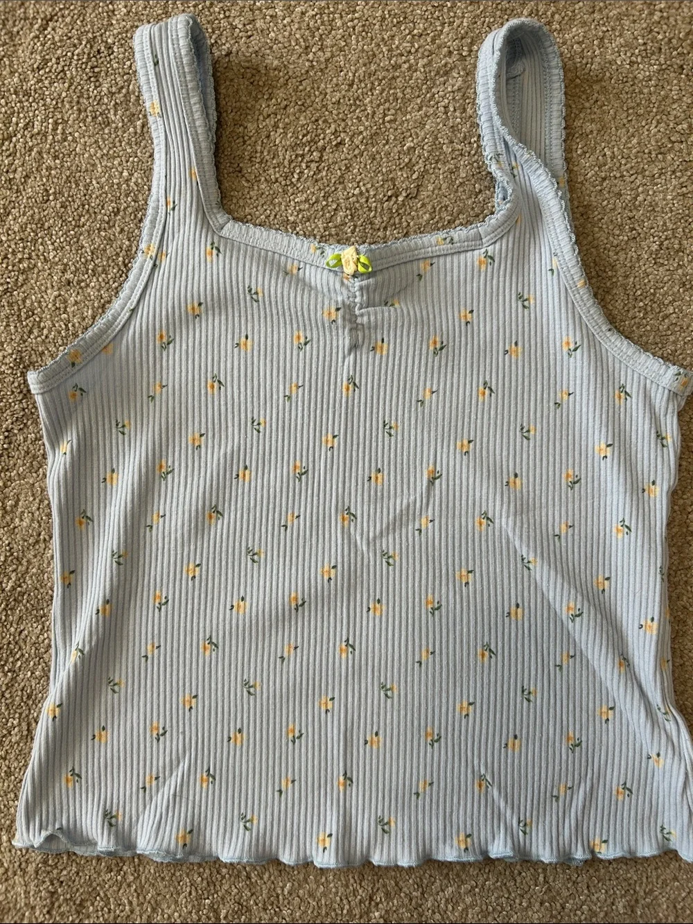 Old Navy Light Blue Graphic & Floral Ribbed Tank Set